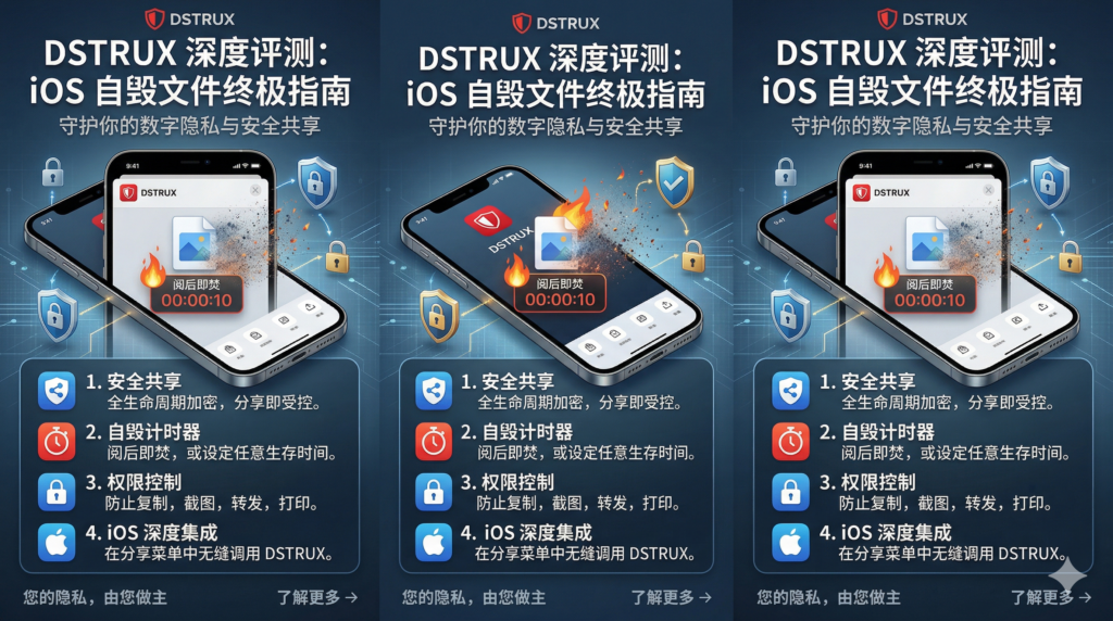 DSTRUX 深度评测：iOS 自毁文件终极指南，守护你的数字隐私与安全共享