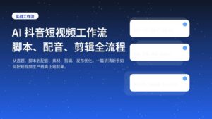 AI 抖音短视频工作流封面图，展示脚本、配音与剪辑三大环节