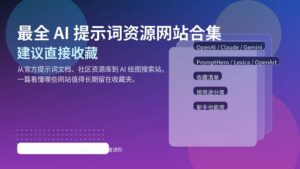 蓝紫色科技风封面，主题为最全 AI 提示词资源网站合集，建议直接收藏。