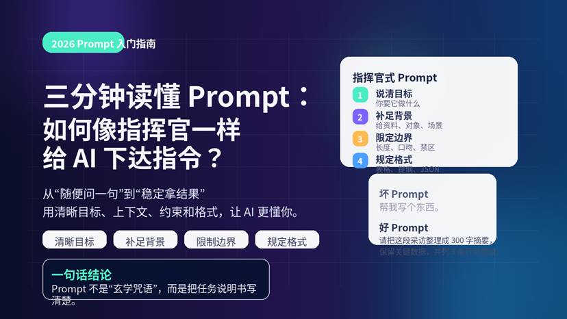 三分钟读懂 Prompt：像指挥官一样给 AI 下达指令的封面图