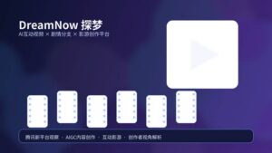 腾讯探梦 DreamNow 平台封面图，主题为 AI 互动视频与影游创作