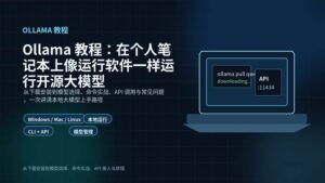 Ollama 本地大模型教程封面图，展示在个人笔记本上运行开源大模型的概念