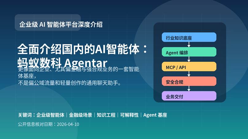 蚂蚁数科 Agentar 企业级智能体平台介绍封面图