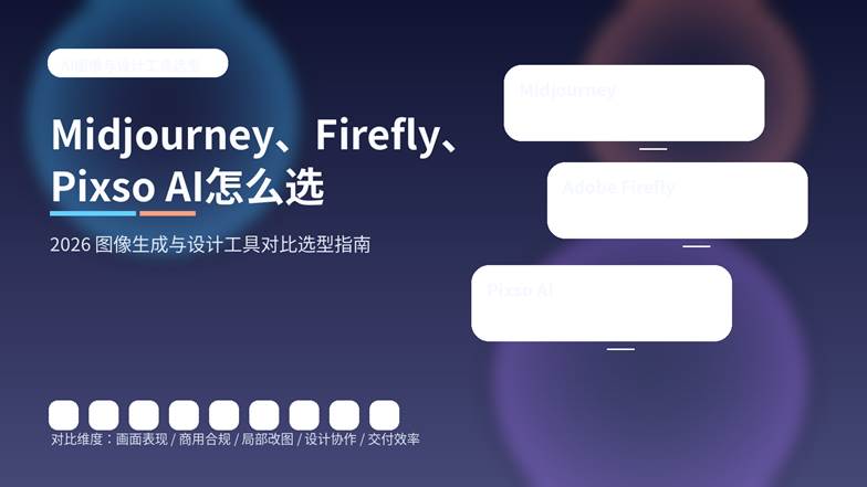 Midjourney、Adobe Firefly、Pixso AI 对比选型封面图