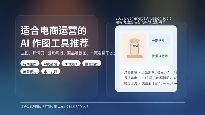 AI作图工具, 电商运营设计, AI商品图, 电商海报工具, 商品场景图
