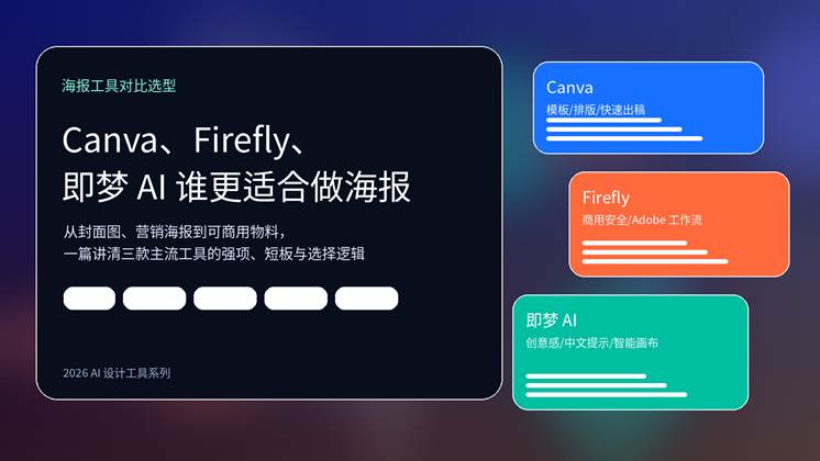 Canva、Firefly、即梦 AI 海报工具对比封面图