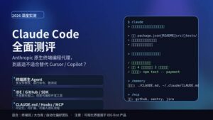 Claude Code 全面测评封面图，展示 Anthropic 终端原生 AI 编程代理的核心卖点