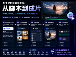 AI生成短视频全流程：从脚本到成片 DeepSeek写脚本→可灵生成画面→剪映AI配音→字幕→完整剪辑，最终产出一条可发布的成片