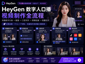 HeyGen数字人口播视频制作全流程 克隆数字分身→配音→口型对齐→剪辑包装全流程，帮助没有出镜意愿的创作者批量出视频