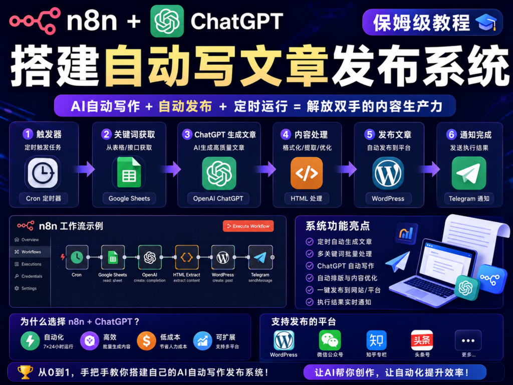 n8n + ChatGPT 搭建自动写文章发布系统保姆级教程