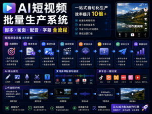 AI短视频批量生产系统_脚本画面配音字幕全流程