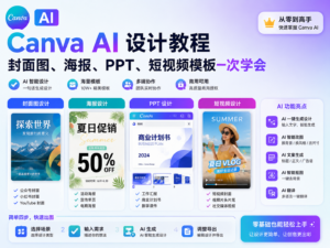 Canva AI 设计教程：封面图、海报、PPT、短视频模板一次学会