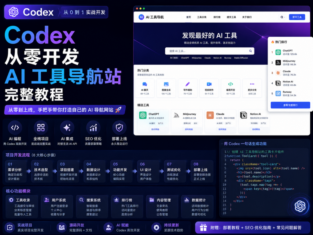 Codex 从零开发 AI 工具导航站完整教程