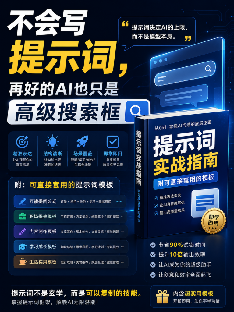 不会写提示词，再好的AI也只是高级搜索框——附可直接套用的模板