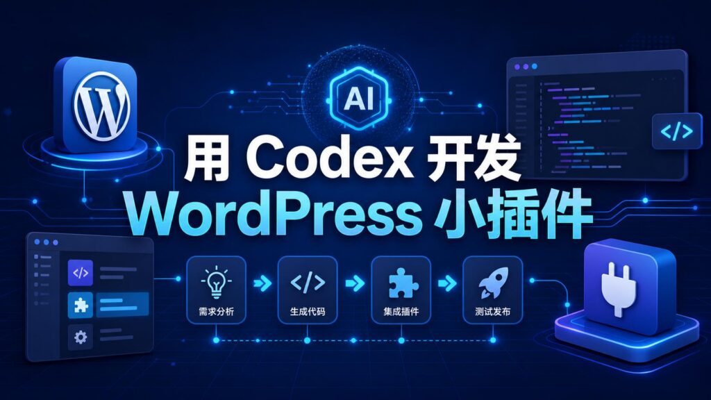 用 Codex 开发 WordPress 小插件的科技感教程封面图