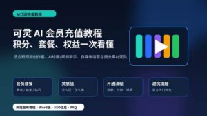 可灵 AI 会员充值教程封面，展示积分、套餐和权益说明