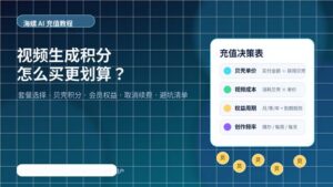 海螺 AI 充值教程封面图，展示视频生成积分、贝壳单价、会员权益和套餐选择。