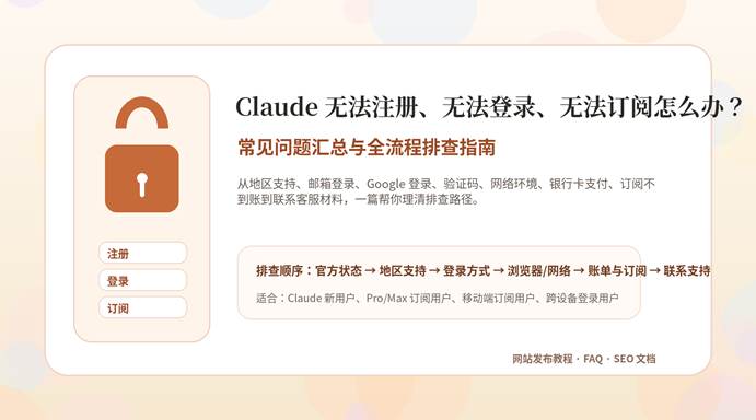 Claude 无法注册、登录、订阅问题排查教程封面图