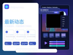 Midjourney 最新动态封面图，展示 AI 绘图模型、风格控制、图片转视频和订阅变化。