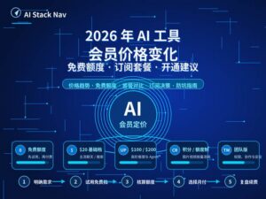 2026 年 AI 工具会员价格变化封面图，展示免费额度、订阅套餐、积分计费和开通建议