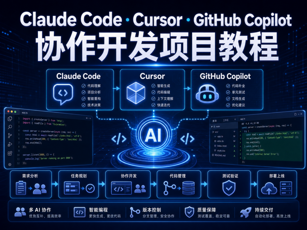 Claude Code Cursor GitHub Copilot 协作开发项目教程