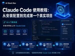 Claude Code 使用教程封面图，展示从安装配置到完成第一个真实项目的 AI 编程工作流。