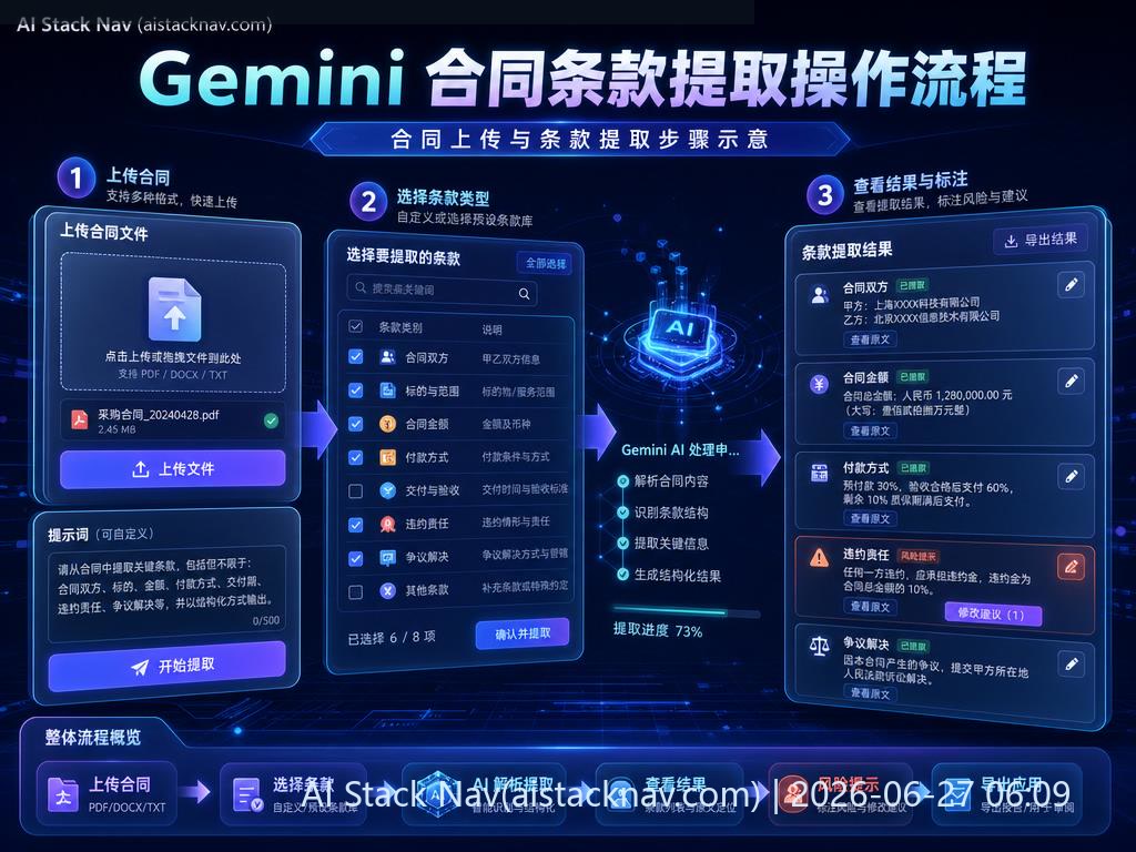 Gemini 合同条款提取操作流程