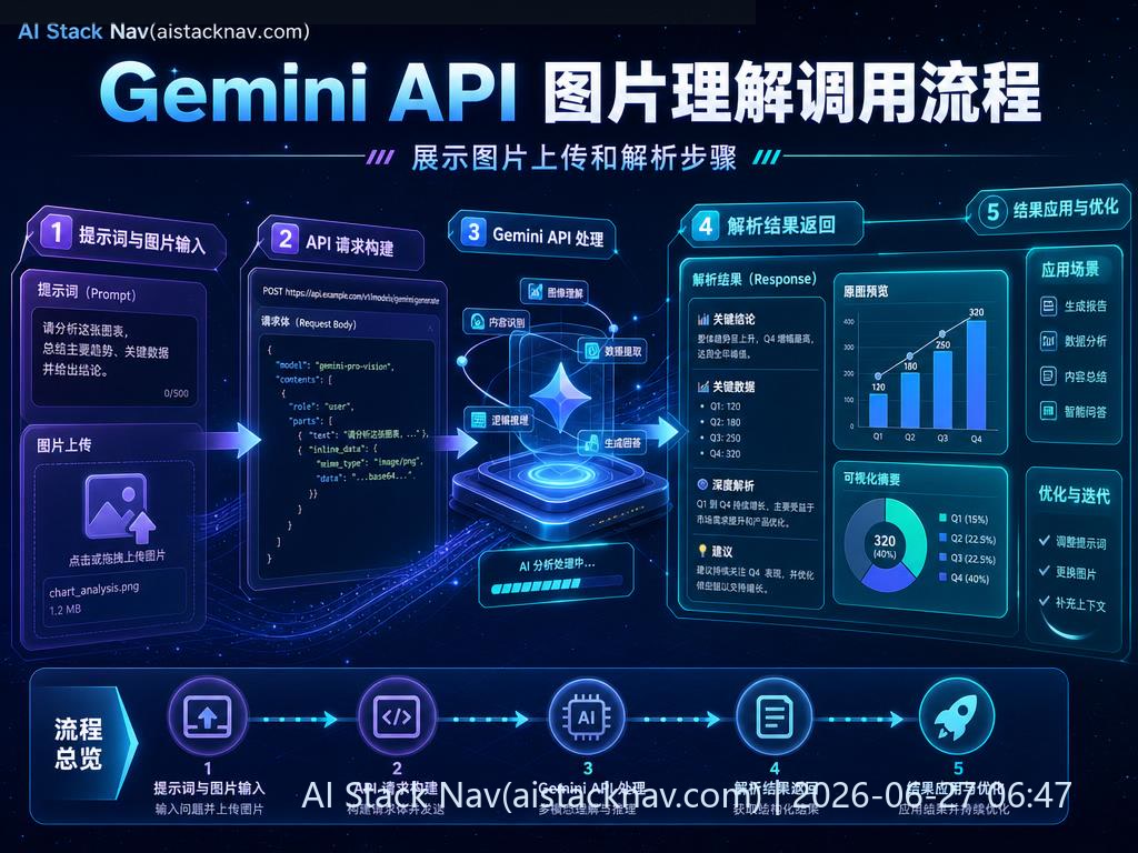 Gemini API 图片理解调用流程示意图