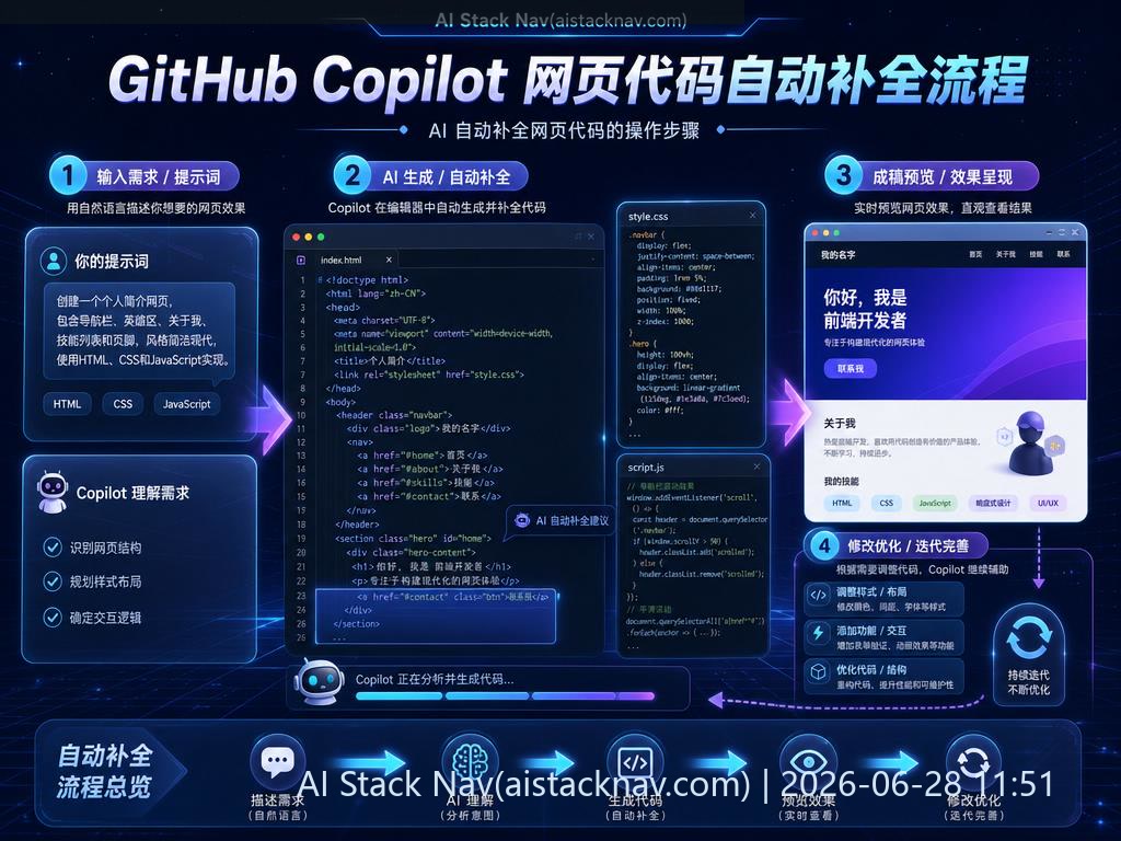 GitHub Copilot 网页代码自动补全流程