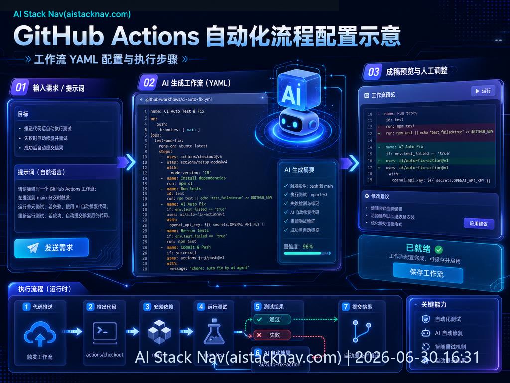 GitHub Actions 自动化流程配置示意
