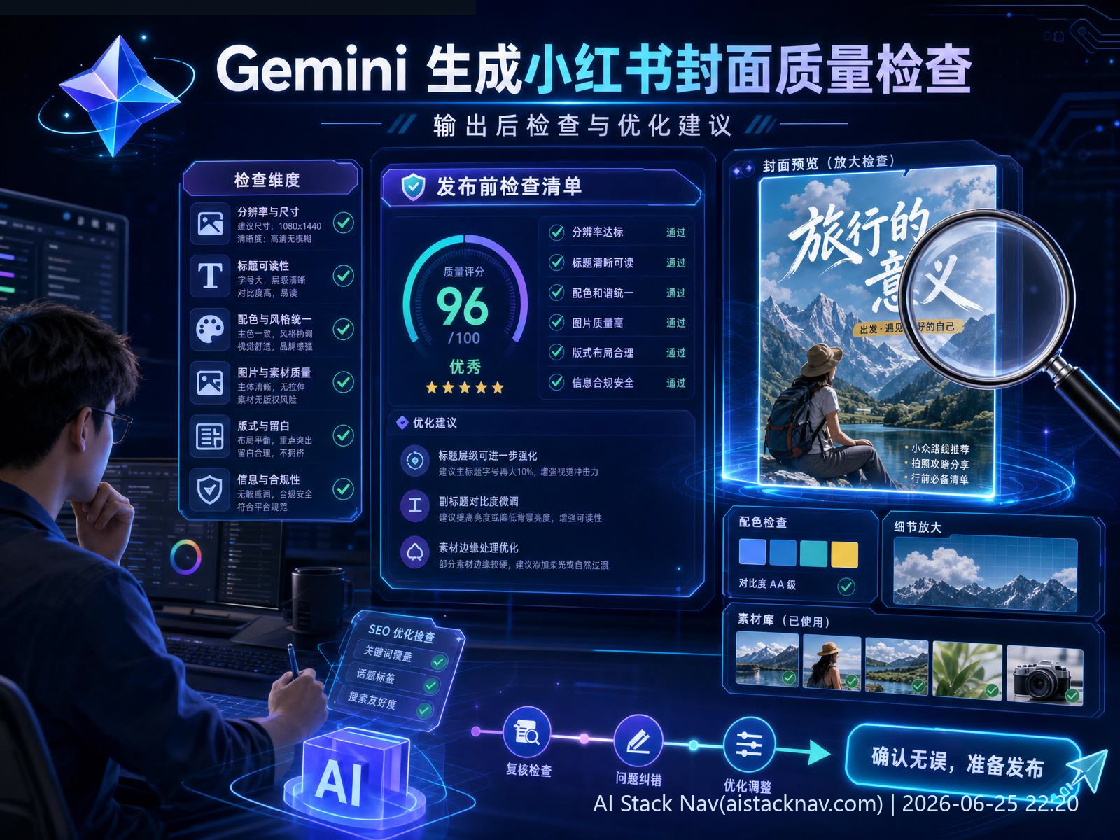 Gemini 生成小红书封面质量检查