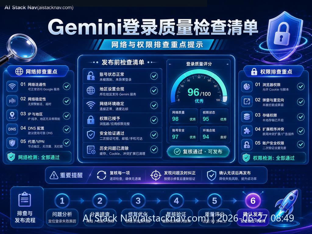 Gemini登录质量检查清单
