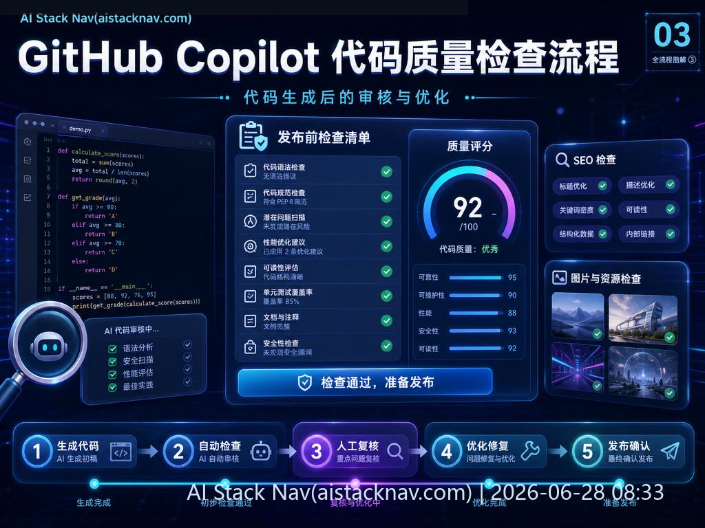 GitHub Copilot 代码质量检查示意