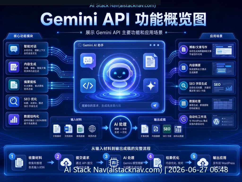Gemini API 接入 WordPress 自动生成文章示意图