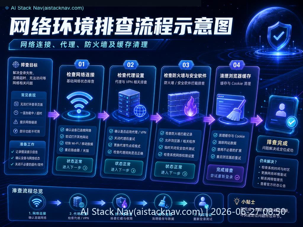 网络环境排查流程示意图
