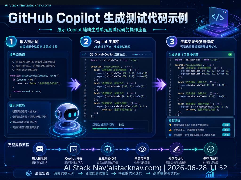 GitHub Copilot 生成测试代码示例