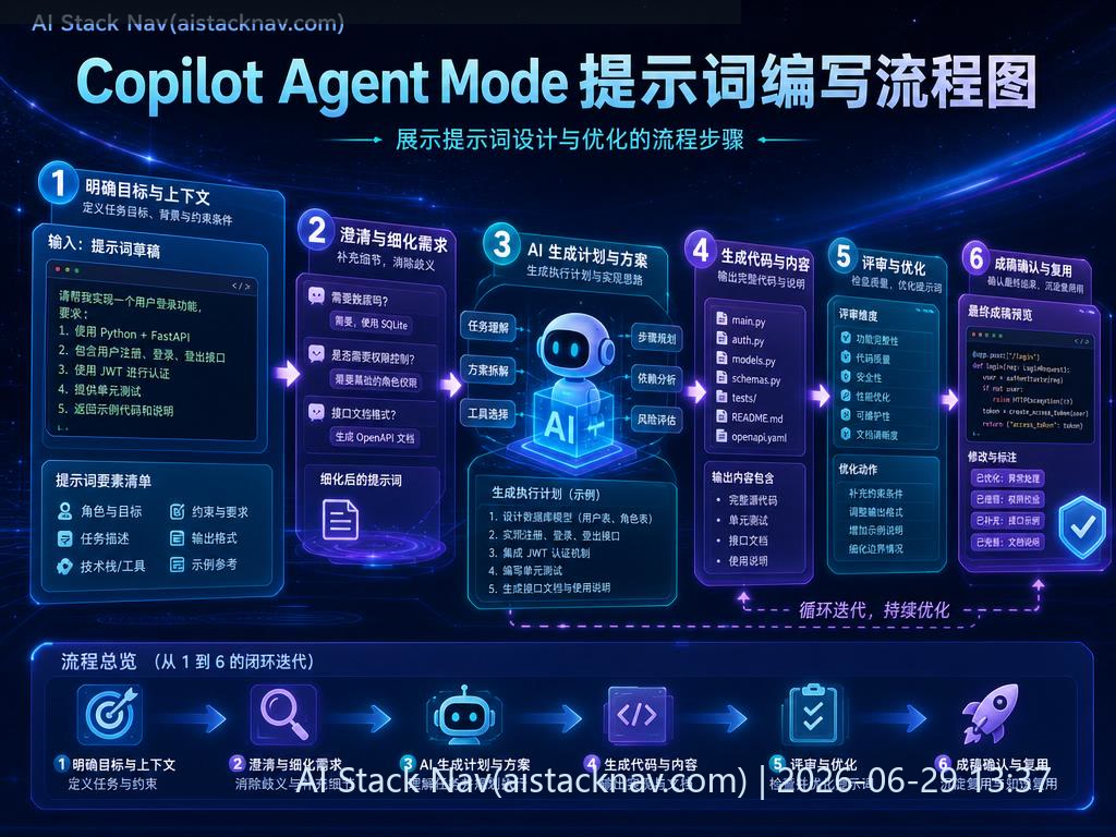 Copilot Agent Mode 提示词编写流程图