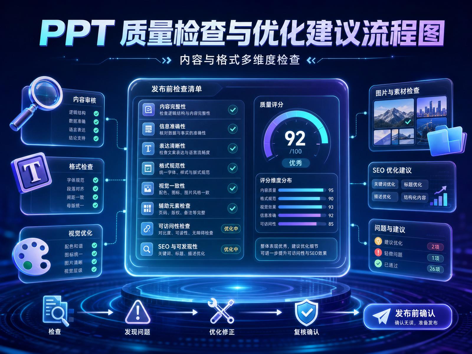 PPT 质量检查与优化建议流程图
