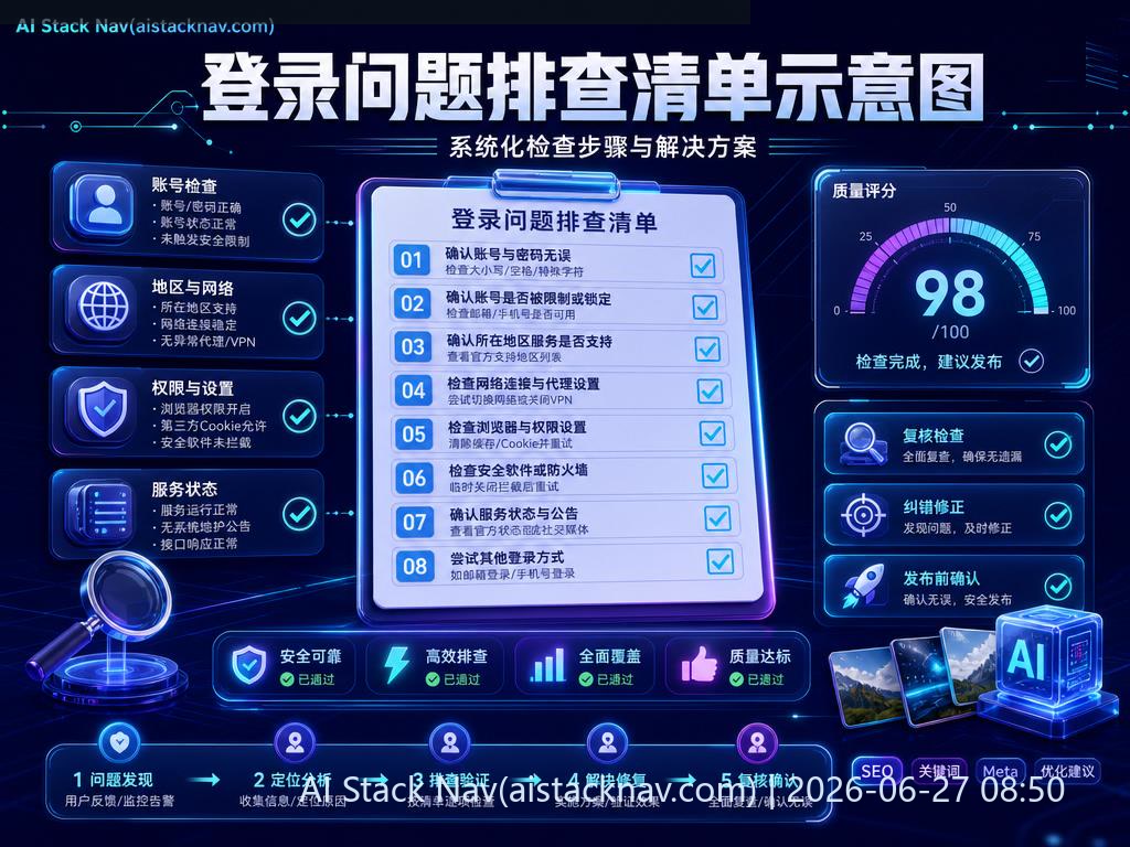 登录问题排查清单示意图