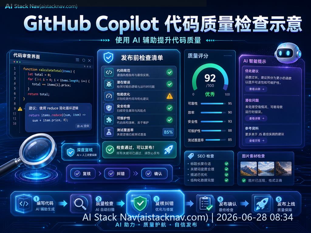 GitHub Copilot 代码质量检查示意