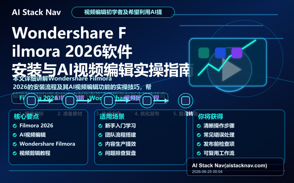 Wondershare Filmora 2026软件安装与AI视频编辑实操指南 特色图