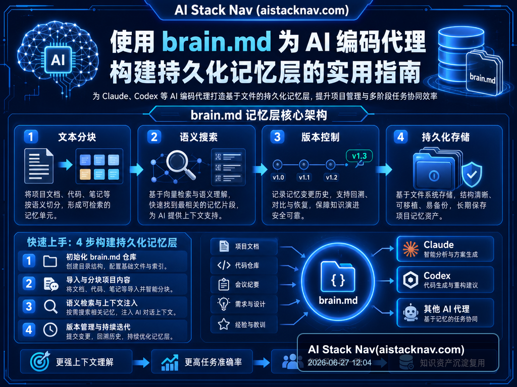 使用brain.md为AI编码代理构建持久化记忆层的实用指南 特色图