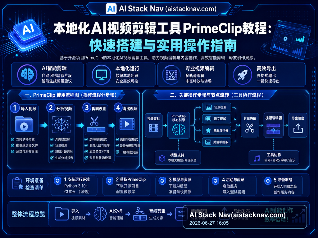 本地化AI视频剪辑工具PrimeClip教程:快速搭建与实用操作指南 教程插图 1