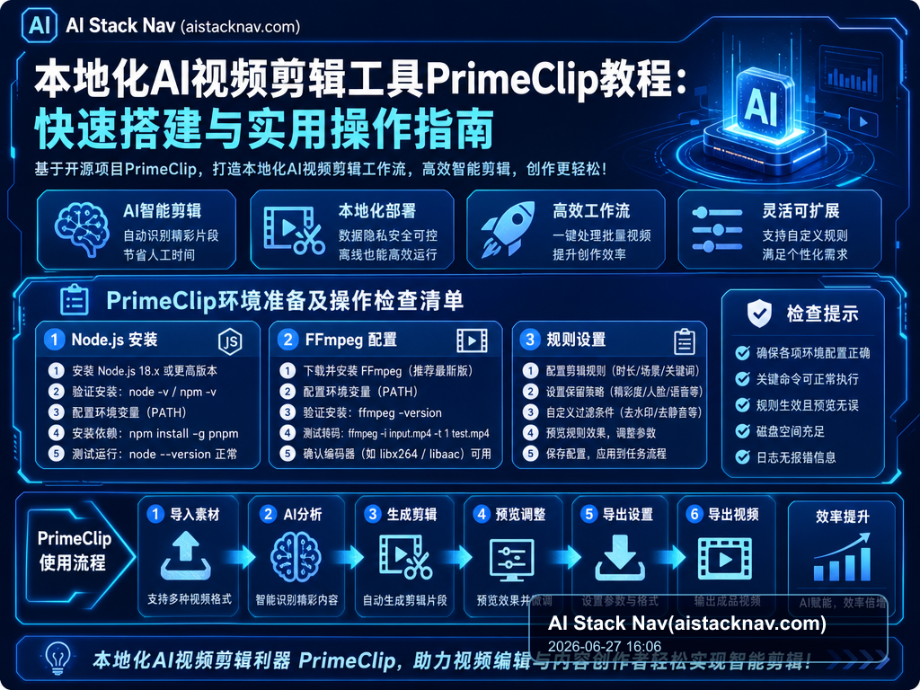 本地化AI视频剪辑工具PrimeClip教程:快速搭建与实用操作指南 教程插图 2