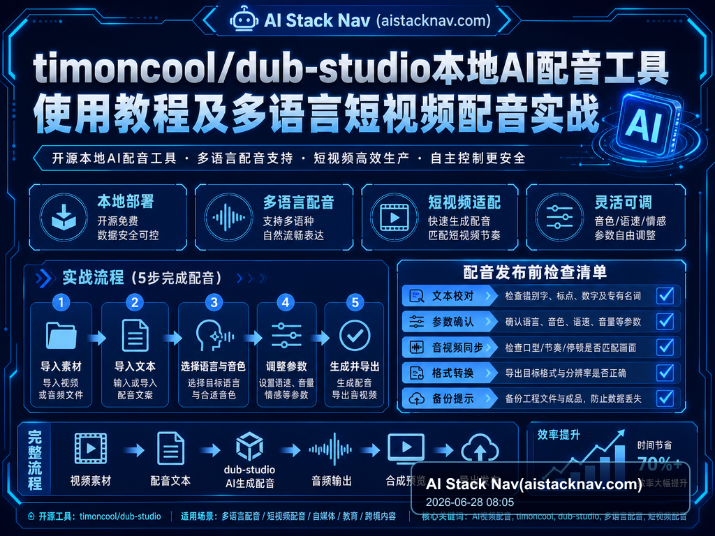 timoncool/dub-studio本地AI配音工具使用教程及多语言短视频配音实战 教程插图 2