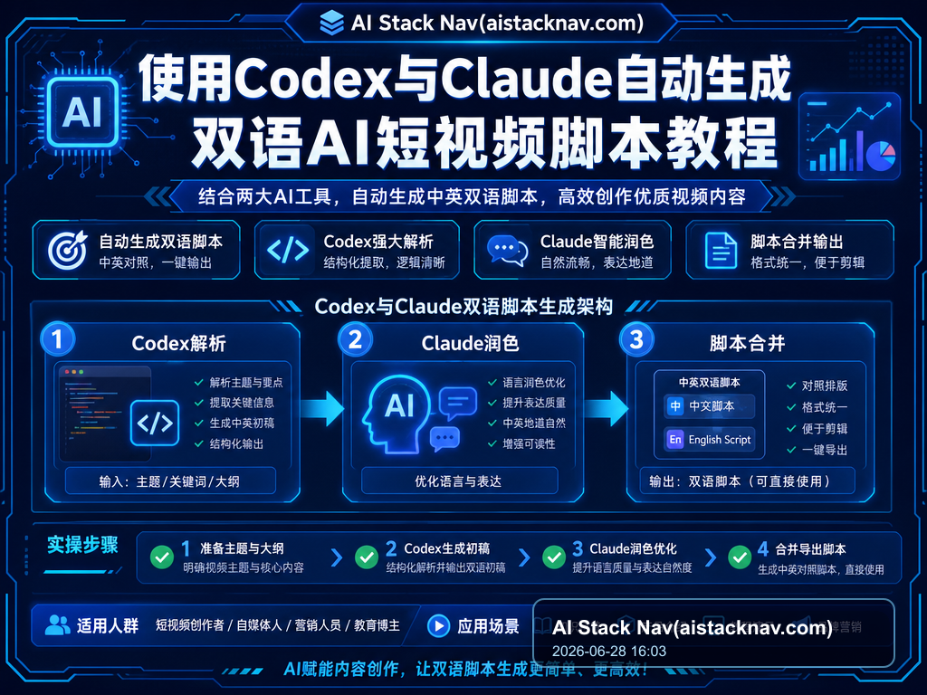 使用Codex与Claude自动生成双语AI短视频脚本教程 特色图