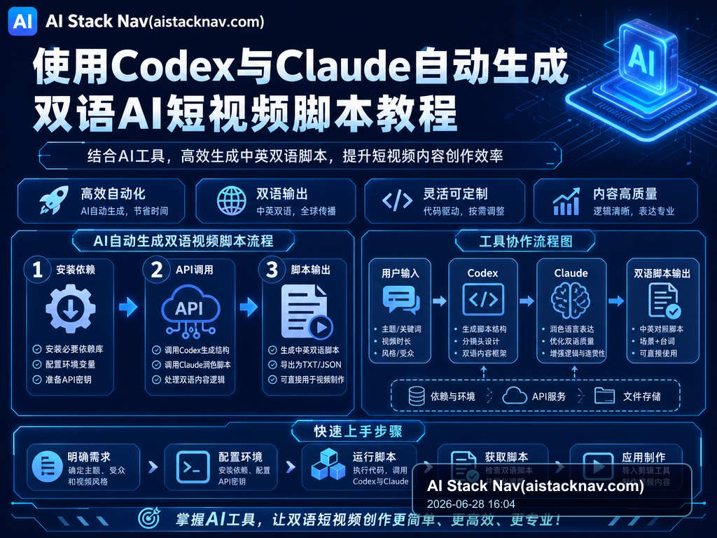 使用Codex与Claude自动生成双语AI短视频脚本教程 教程插图 1