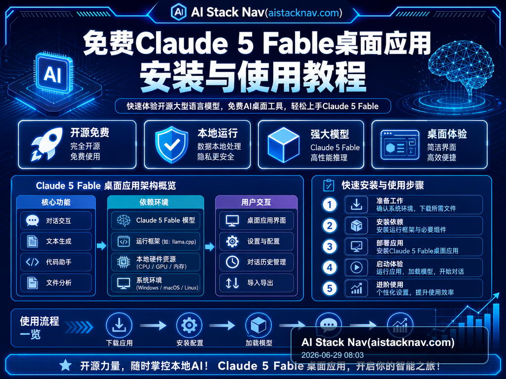免费Claude 5 Fable桌面应用安装与使用教程，快速体验开源大型语言模型 特色图