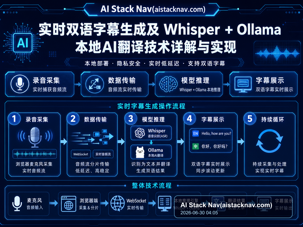 实时双语字幕生成及 Whisper + Ollama 本地AI翻译技术详解与实现 教程插图 1
