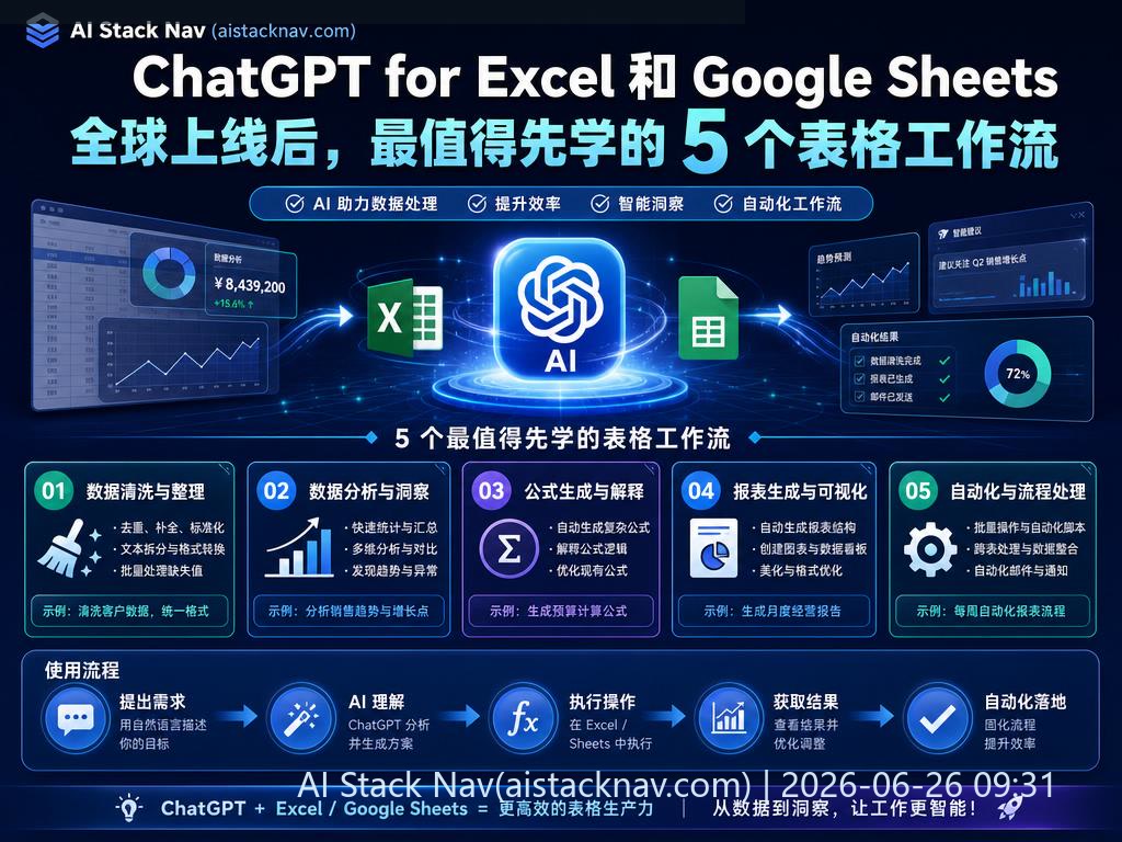 ChatGPT for Excel 和 Google Sheets 表格侧边栏智能助手